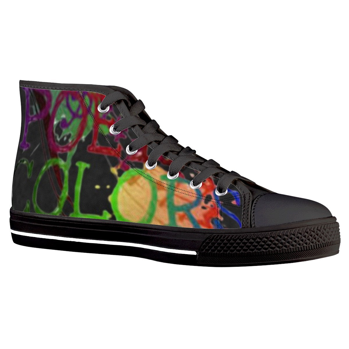 POETICCOLORZ Black High Top Canvas Shoes