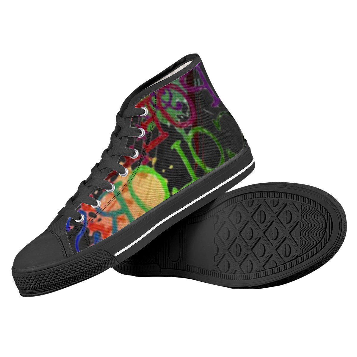 POETICCOLORZ Black High Top Canvas Shoes