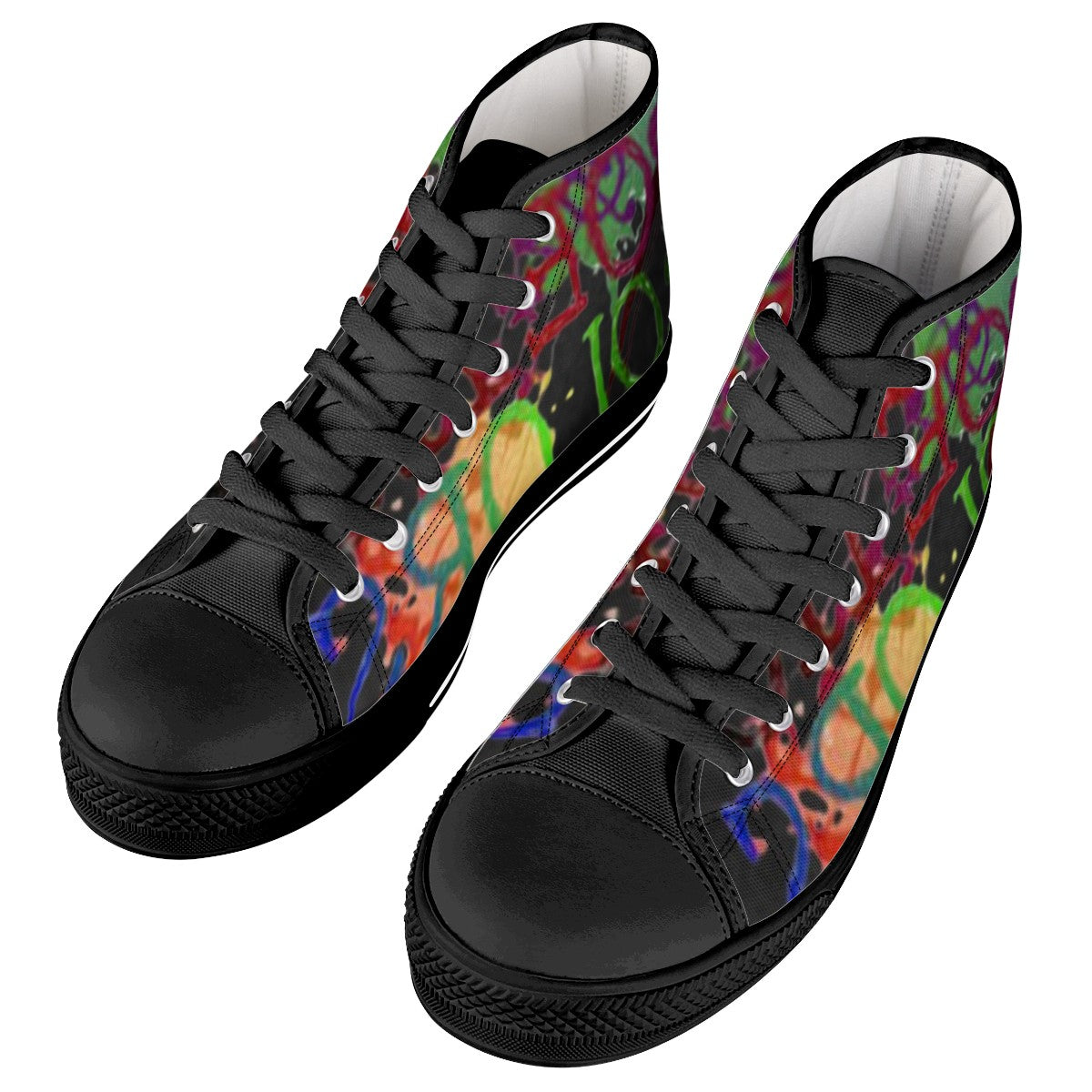 POETICCOLORZ Black High Top Canvas Shoes