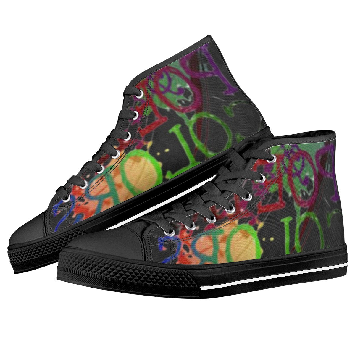 POETICCOLORZ Black High Top Canvas Shoes