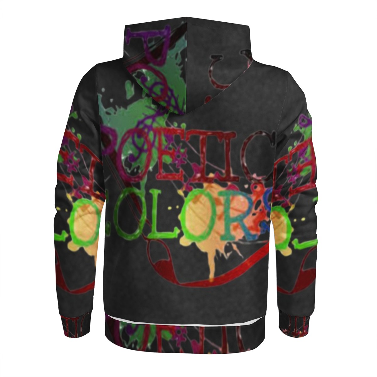 BLACK Men's All Over Print Zip Hoodie